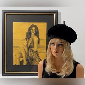 Littler vintage black velvet beret